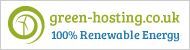 Green Hosting 100% renewable energy powered website badge